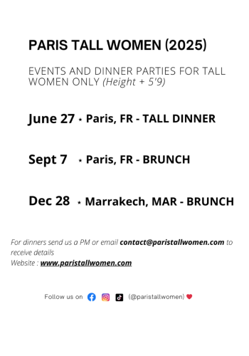 LE CALENDRIER DES ÉVÈNEMENTS PARIS TALL WOMEN 2025